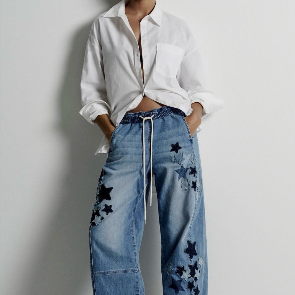 Women's Pilcro Blue Star Embellished Cropped Jeans, NWT, size XL